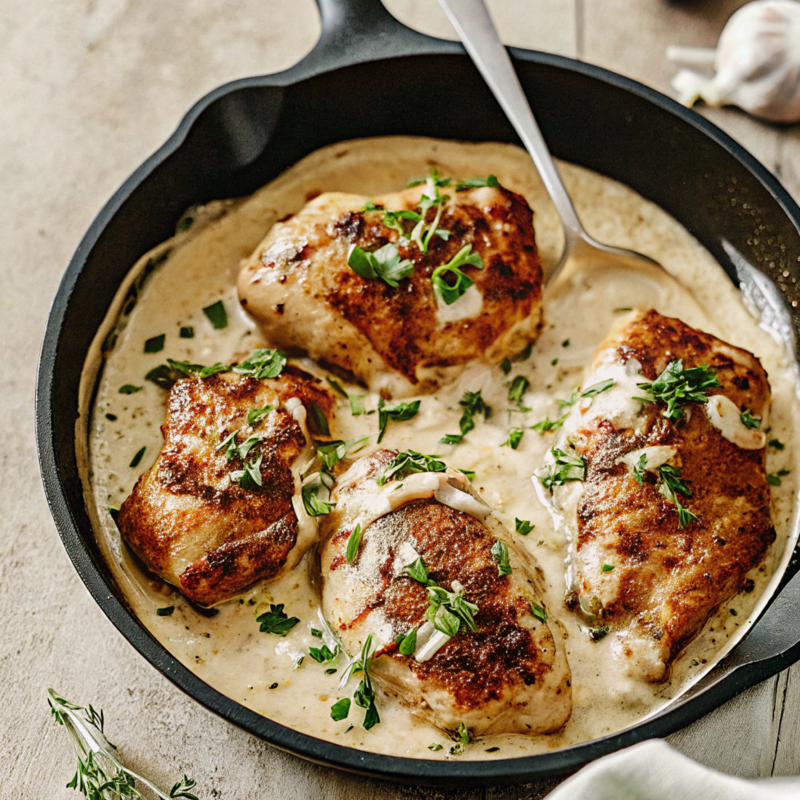 Creamy Garlic Herb Cajun Chicken Thighs recipe