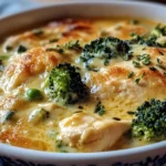 Creamy chicken broccoli cheddar soup in a bowl with fresh parsley garnish.