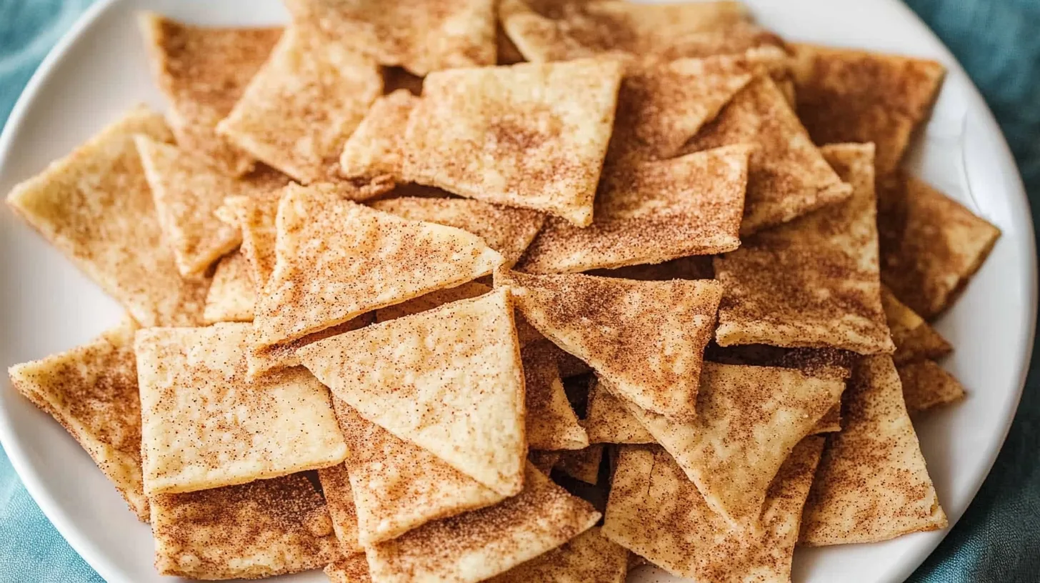 A bowl of cinnamon chips surrounded by baking ingredients on a rustic wooden table.