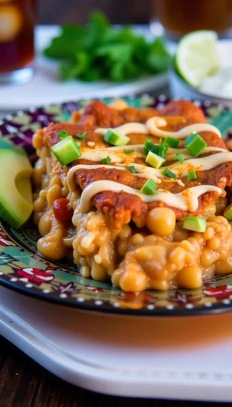 Sliced Chicken Tamale Pie with sour cream, avocado, and cilantro toppings.