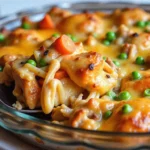 Golden Chicken Tamale Pie with melted cheese and cilantro garnish.