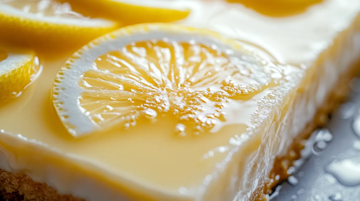 A luscious Lemon Cream Cheese Dump Cake with a golden crust, creamy layers, and zesty lemon filling, served on a white plate.