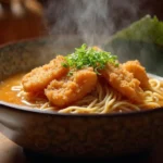 Crispy Katsu Ramen in a bowl with broth, noodles, and toppings.