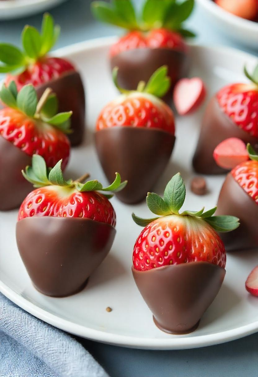 fresh strawberries dipped in dark chocolate arrang