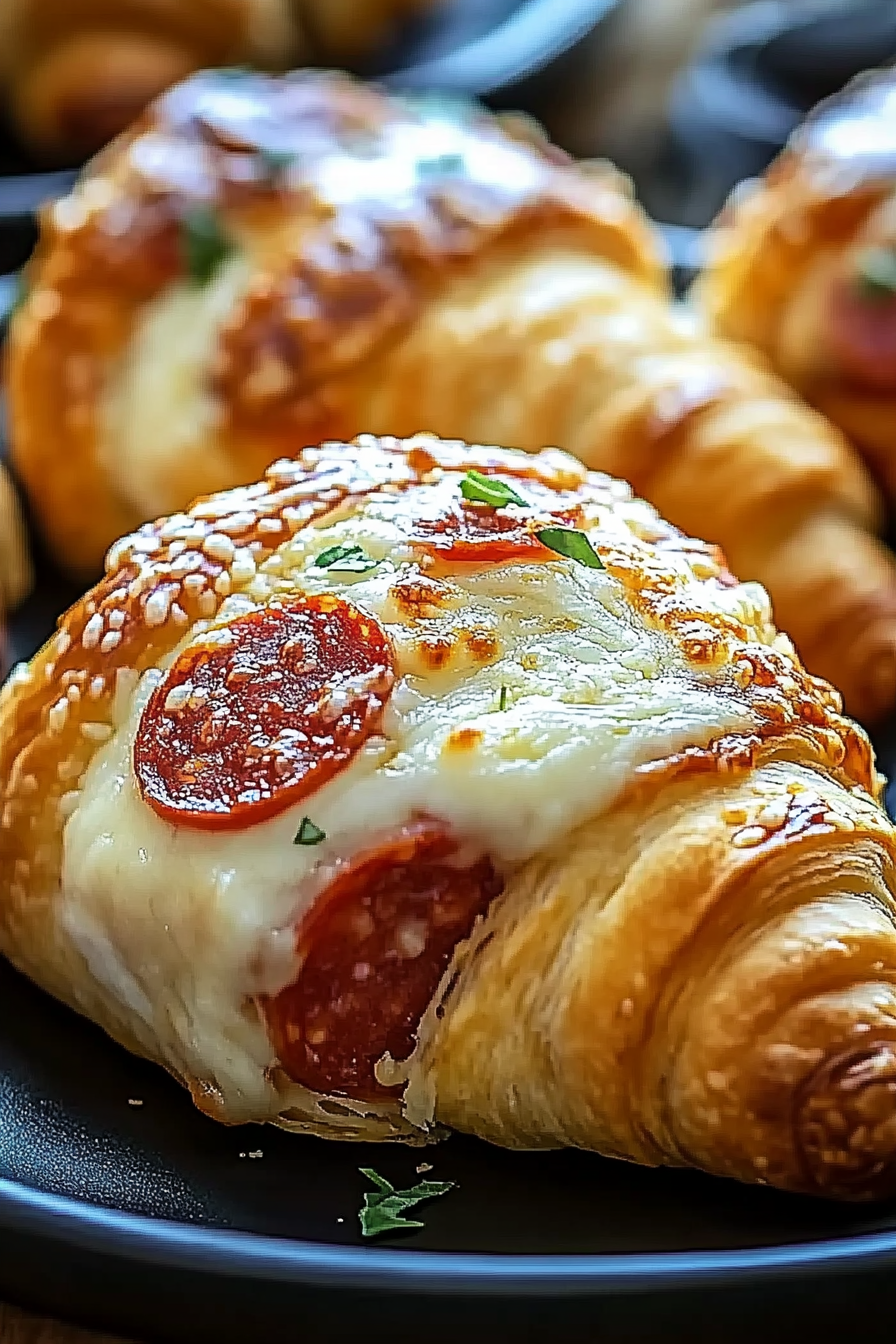 mozzarella-pepperoni-hero-shot Mozzarella Pepperoni Croissant Rolls on baking tray with dipping sauce